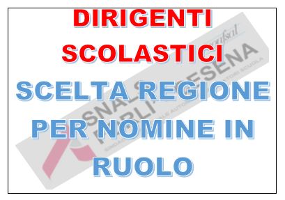 DIRIGENTI SCOLASTICI - SCELTA REGIONE PER NOMINA IN RUOLO