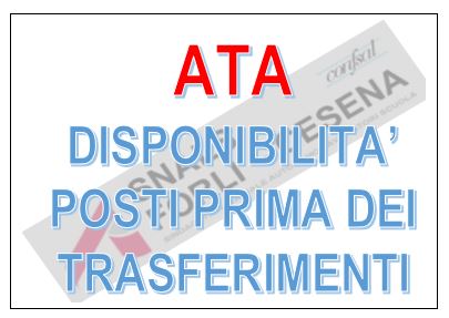 ATA - DISPONIBILITA' POSTI PRIMA DEI TRASFERIMENTI ATA - DISPONIBILITA' POSTI PRIMA DEI TRASFERIMENTI
