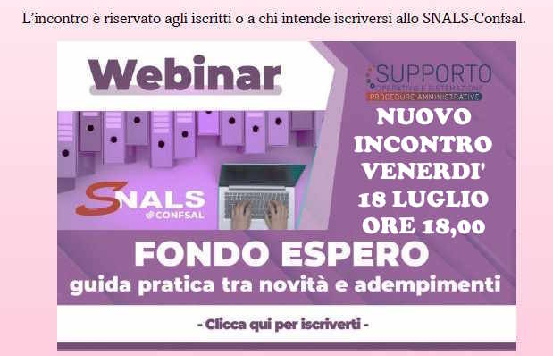 NUOVO WEBINAR SU FONDO ESPERO