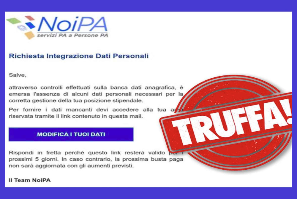 ATTENZIONE MAIL TRUFFA DA NOIPA